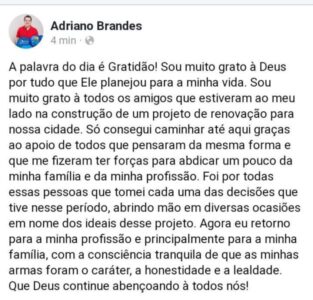 Dr Adriano Brandes joga a tolha e não participará da campanha do grupo Eric Costa em Barra do Corda