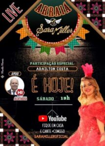É HOJE!! Live da Cantora Sara Miller tem o apoio total do deputado federal Hildo Rocha