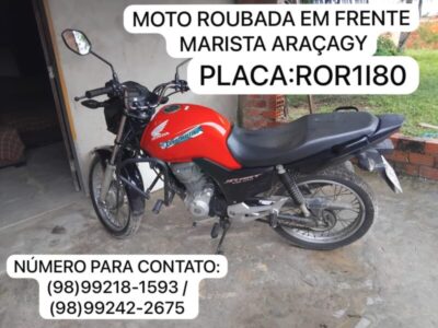 Urgente!!! Moto é roubada em frente ao Colégio Marista Araçagy; proprietário pede ajuda para localizar veículo