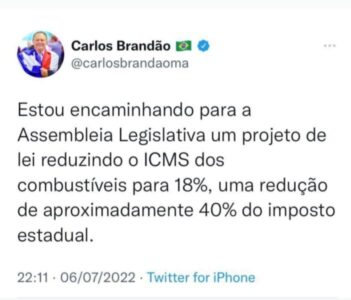 Governador joga para plateia com anúncio sobre diminuição de ICMS de combustíveis no MA