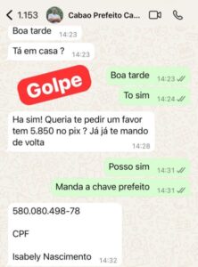 Bandidos clonam WhatsApp do prefeito de Cantanhede e tentam aplicar golpes do PIX