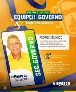 Pedro do Buneco assume Secretaria de Governo de Barão de Grajaú