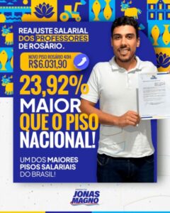 Professores de Rosário recebem salário reajustado acima do piso nacional
