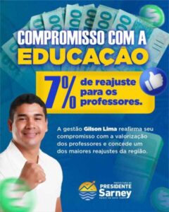 Prefeito Gilson Lima garante reajuste de 7% aos professores de Presidente Sarney