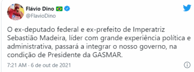Flávio Dino anuncia Sebastião Madeira na presidência da Gasmar