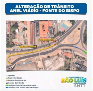 Trecho do Anel Viário será interditado para realização de obras