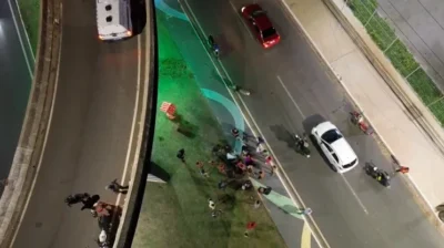 Casal em moto perde equilíbrio e cai de viaduto de cerca de 10 metros de altura em São Luís