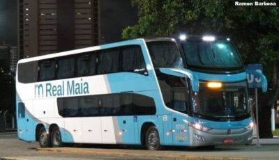 Ônibus da empresa Real Maia pega fogo na Br-135 no Maranhão