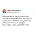 Brandão anuncia pagamento do funcionalismo para o dia 28