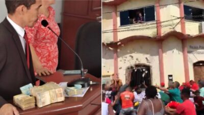 Vereador denuncia chantagem e joga dinheiro para população em Cândido Mendes