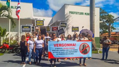 Professores fazem protesto no dia do aniversário da cidade de Colinas
