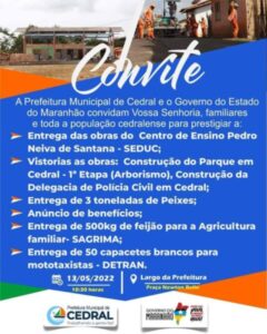 Cedral: Prefeito Fernando Cuba fazendo o município avançar cada vez mais