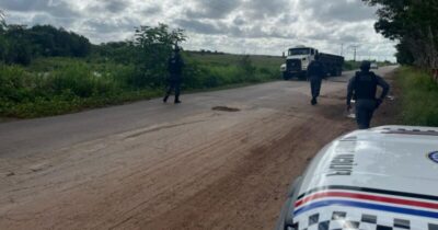 PMMA intercepta caminhão em Viana e recupera trilhos furtados de mineradora em Miranda do Norte