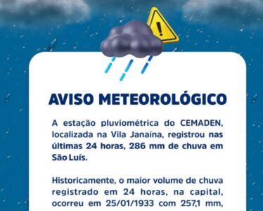 São Luís registra a maior chuva em apenas 24h dos últimos 90 anos