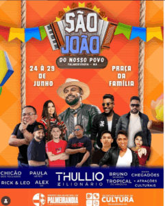 Prefeitura de Palmeirândia divulga atrações artísticas do São João 2025