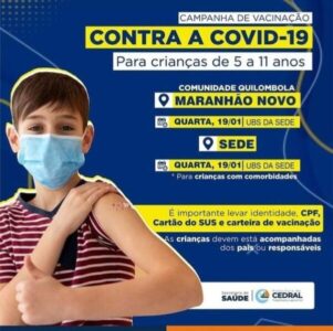 FERNANDO CUBA ANUNCIA VACINAÇÃO CONTRA COVID-19 PARA CRIANÇAS DE 05 A 11 ANOS EM CEDRAL