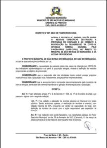 PREFEITURA DE SÃO MATEUS PUBLICA NOVO DECRETO COM PROIBIÇÃO DE EVENTOS EM PRAÇAS PÚBLICAS E INFORMA PONTO FACULTATIVO NOS DIAS 28 FEVEREIRO 01 E 02 DE MARÇO