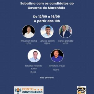 Programa Ponto Continuando inicia sabatinas com candidatos ao governo hoje