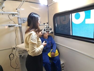 SESI-MA leva ação de saúde ocular para trabalhadores da construção civil