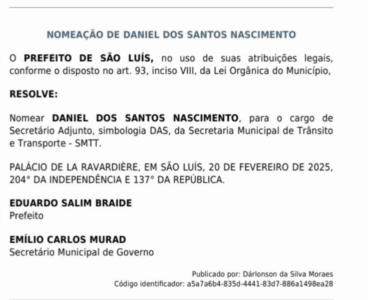 Titular da SMTT pede afastamento e Braide nomeia adjunto para comando da pasta