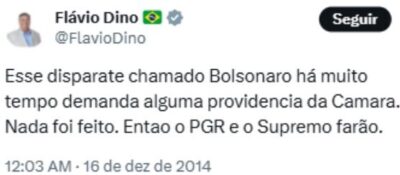 Dallagnol relembra tuítes de Dino sobre Bolsonaro