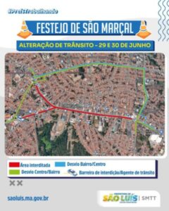 Trânsito de São Luís sofrerá alteração durante festejo de São Marçal no bairro do João Paulo