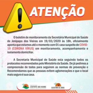 URGENTE!! Jenipapo dos Vieiras tem o primeiro caso suspeito do Coronavírus