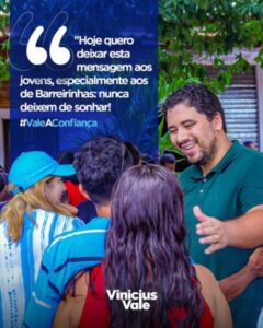 Vinícius Vale lidera a disputa para prefeito de Barreirinhas segundo pesquisa INOP