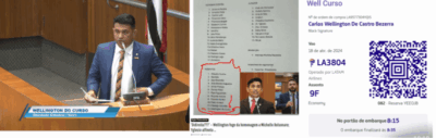 Mesmo sendo um dos parlamentares mais presentes da AL, Wellington justifica que estava voando na hora da homenagem a Michele Bolsonaro…