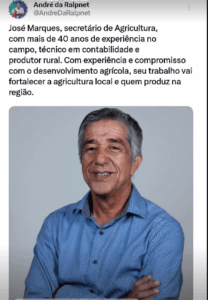 José Marques será o  novo Secretário de Agricultura de Pinheiro