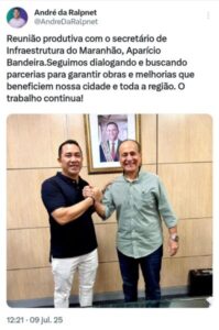 Durante encontro com Secretários Estaduais, Prefeito André da Ralpnet busca investimentos para infraestrutura e fortalecimento da economia de Pinheiro