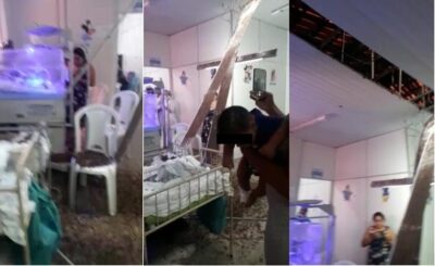 Na capital do Maranhão, teto do hospital da Criança que passou duas eleições para ser entregue às crianças, desabou sobre as crianças…