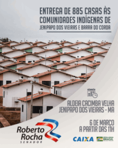 Comunidades indígenas de Barra do Corda e Jenipapo dos Vieiras receberão casas viabilizadas por ação parlamentar do senador Roberto Rocha nesta sexta-feira.