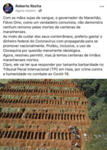 Covid-19: senador culpa Flávio Dino pelas mortes e diz que vai ter que enfrentar os tribunais mundiais…