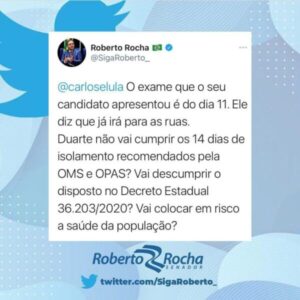 Com covid19, Duarte Jr vai precisar de um “lockdow” para “ficar em casa”?