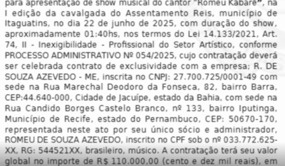 Em crise financeira, prefeitura de Itaguatins vai gastar 110 mil por show