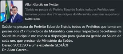 Gestor do Ministério da Saúde manda recado importante aos novos prefeitos empossados do Maranhão…