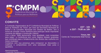 Tudo pronto para a 5ª Conferência das Mulheres Timonenses: inscrições já estão abertas