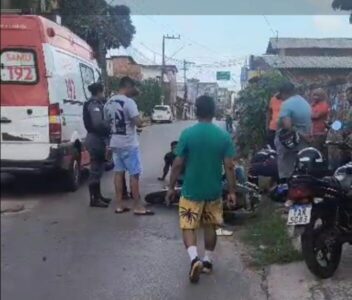 Motorista na contramão perde o controle e bate em moto na Forquilha e deixa garupa gritando de dor
