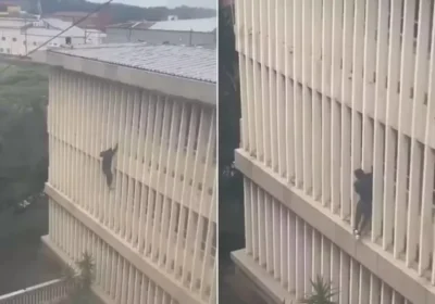 VÍDEO: Réu foge pela janela do 3º andar de tribunal após descuido de policiais