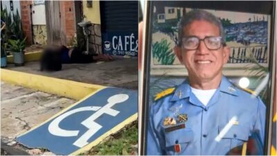 Militar aposentado foi alvo de criminosos e o caso foi gravado por uma câmera de segurança.