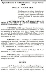 Revogada portaria que reajustava tarifa do transporte rodoviário intermunicipal no Maranhão