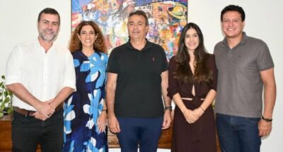 Marcelo Freixo e desembargador Ney Bello fazem visita de cortesia a Felipe Camarão