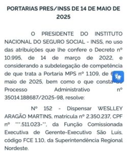 Irmão de vereador é exonerado da Gerência do INSS de São Luís