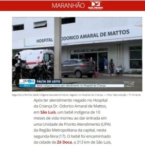 Povos Originários de luto no Maranhão…