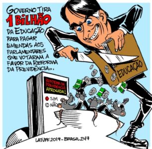 Latuff: Bolsonaro ataca Educação para pagar deputados