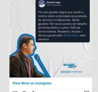 *DEPUTADO WENDELL LAGES ELOGIA A RETOMADA DOS TRABALHOS DA ALUMAR NO MARANHÃO*