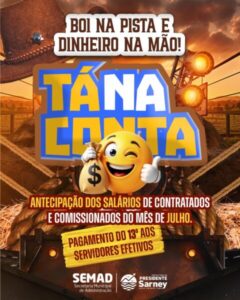 Prefeitura de Presidente Sarney antecipa salários e aquece economia local