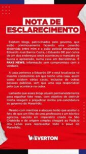 Em nota, Weverton desmonta fakenews palacianas…