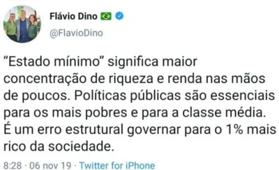 Na imagem do dia, Flávio Dino tentando justificar o atraso de um gigantesco estado lotado de pobreza?